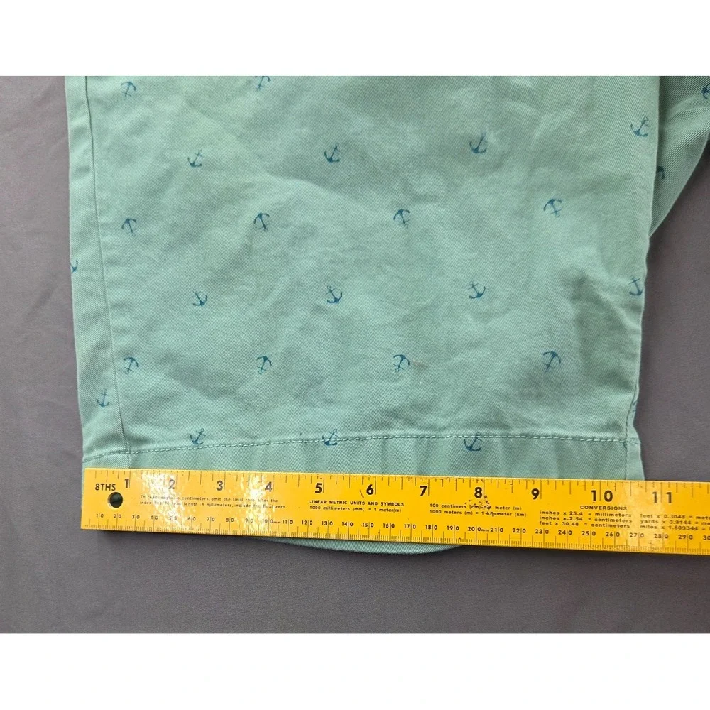 J Crew Men's 35 Green Nautical Anchor Classic Chino Shorts 9